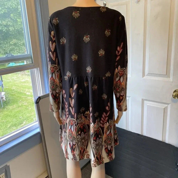 LA CERA Floral Multicolor House Lounge Dress Hippie Bohemian Casual Midi L - Picture 7 of 7